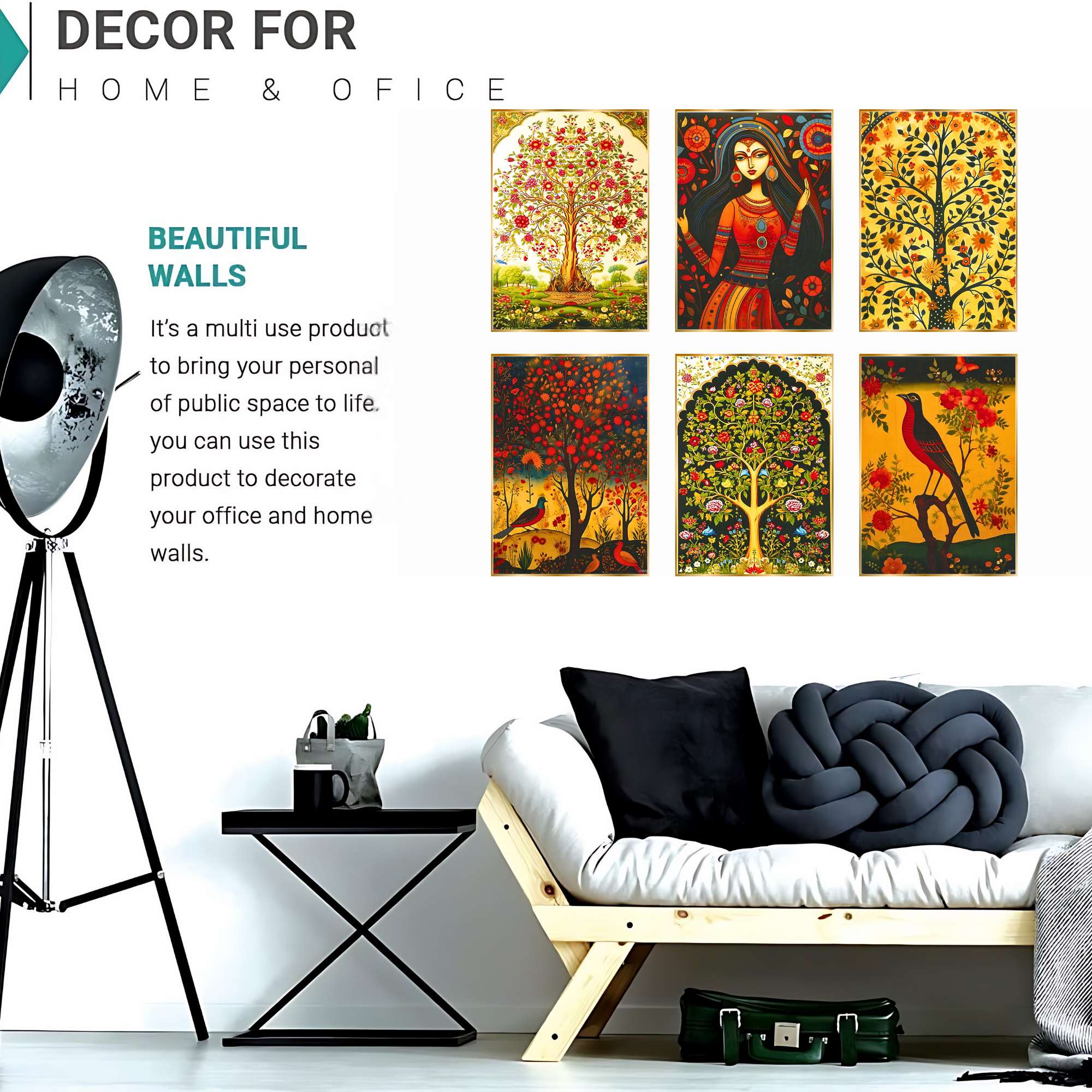 Set of Six Wall Paintings for Wall Dacoration Golden Framed Wall Paintings for Living Room & Bedroom Wall Art for Home Decoration & Office Wall Décor (13x10 inch CH-GD6-6) - Image 4